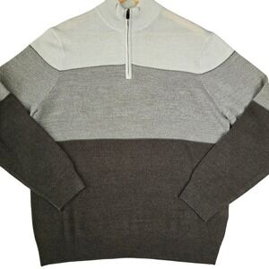 Dockers Men's Size Large Brown Beige Colorblock Quarter Zip Knit Sweater Vintage